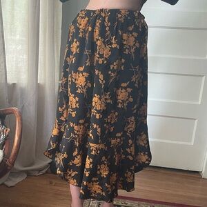 Floral Black and Orange Skirt